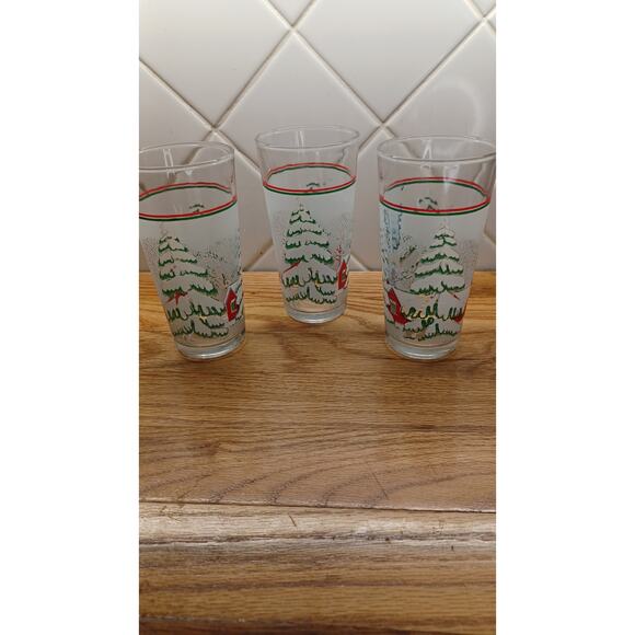 Set of 3 Winter Snow Scene Partial‎ Frosted Glasses by Kig 16 oz - Picture 3 of 4